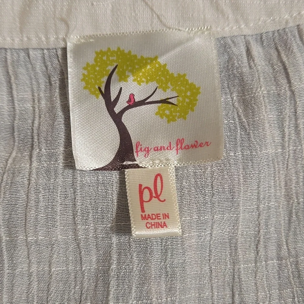 Fig and Flower Women's Embroidered Floral Print Dress Ivory Size Petite L - Picture 7 of 9